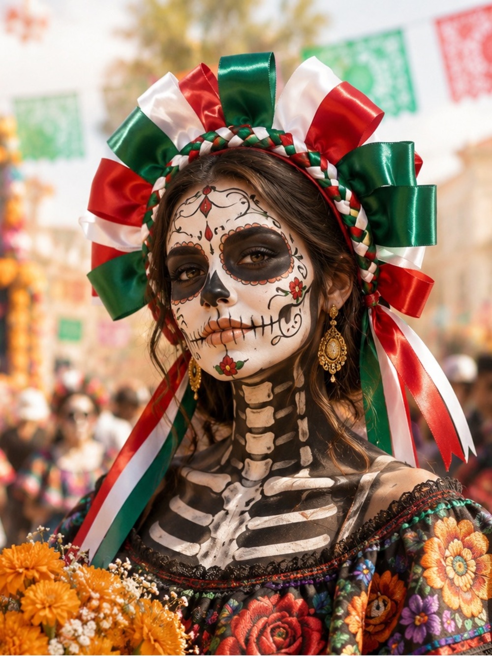 Mexican día de la independencia Ribbon Headband in Red, White & Green